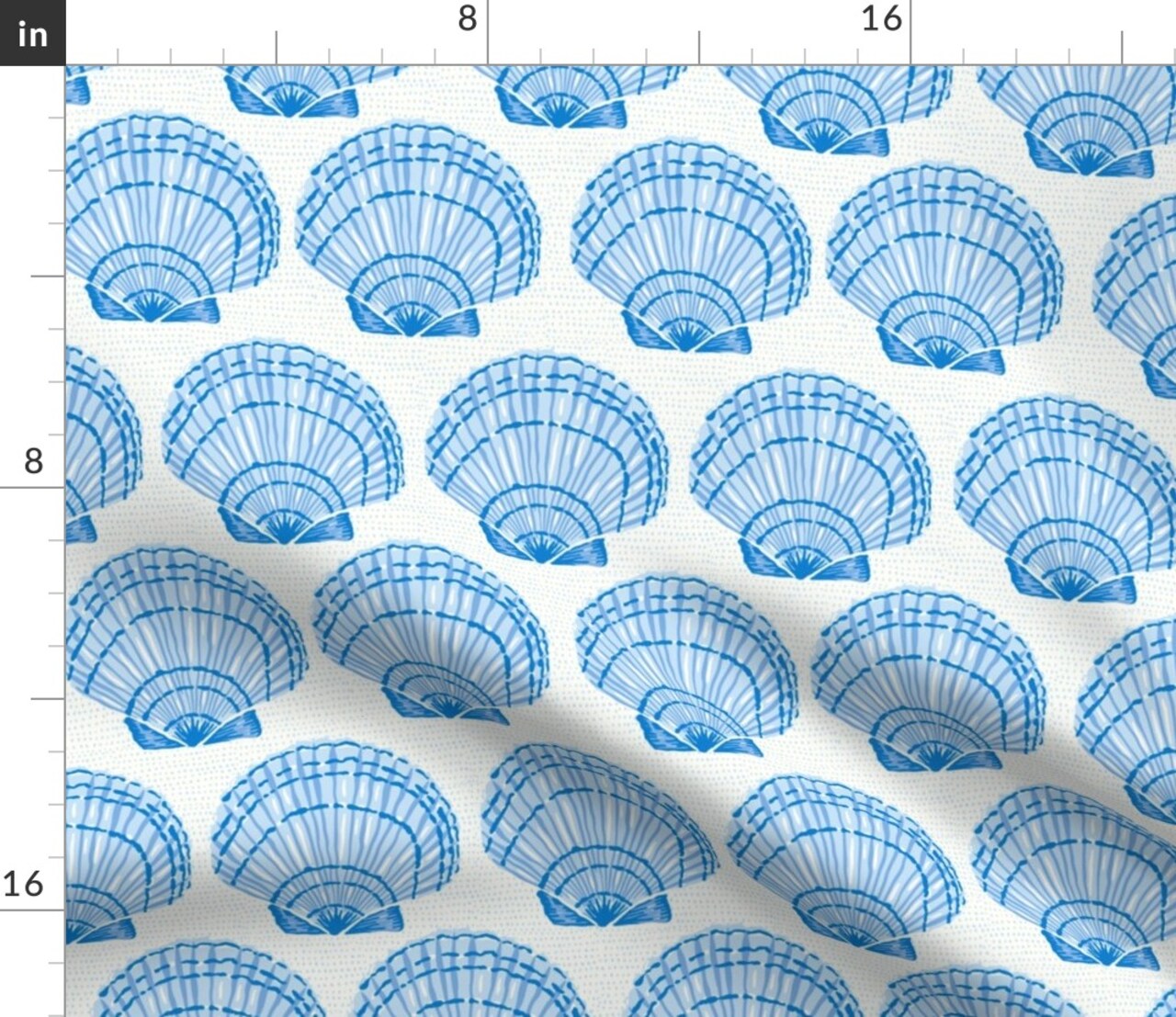 Summer Seashells Coastal Beach Hand-Drawn Sea Ocean Underwater Custom Printed Fabric by Spoonflower Various Fabrics by the Yard or Fat Quarter